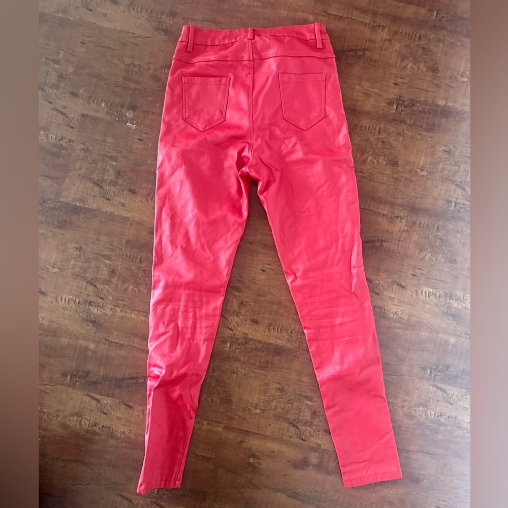 - Red faux leather pants size small - Picture 2 of 5